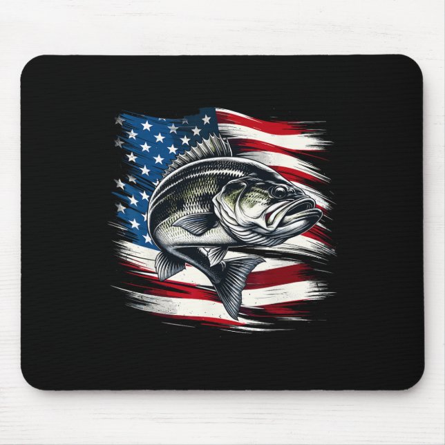 Mousepad B Peixe Bandeira Dos EUA Pescador 4 De Julho Pesca (Frente)