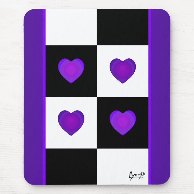 Mousepad B&W Corações Roxos Batendo (Frente)