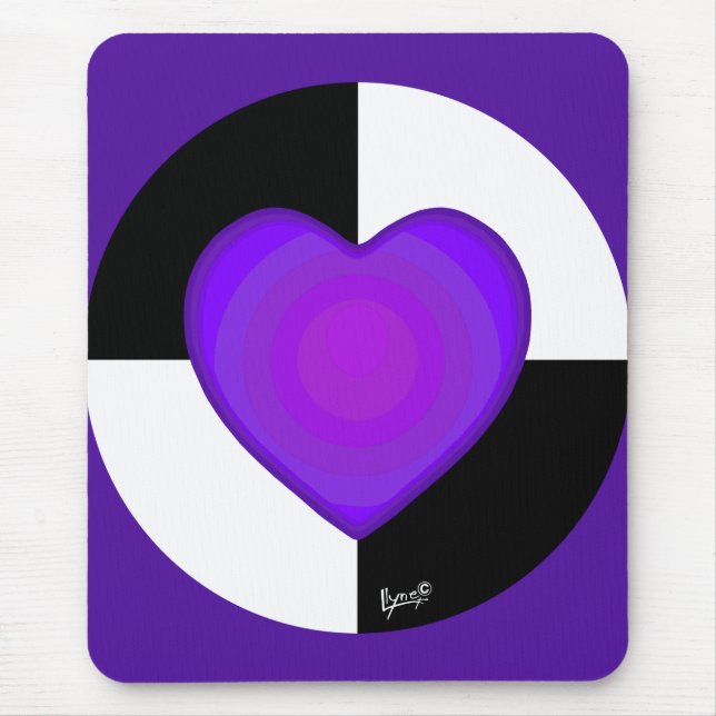 Mousepad B&W Corações Roxos Batendo (Frente)