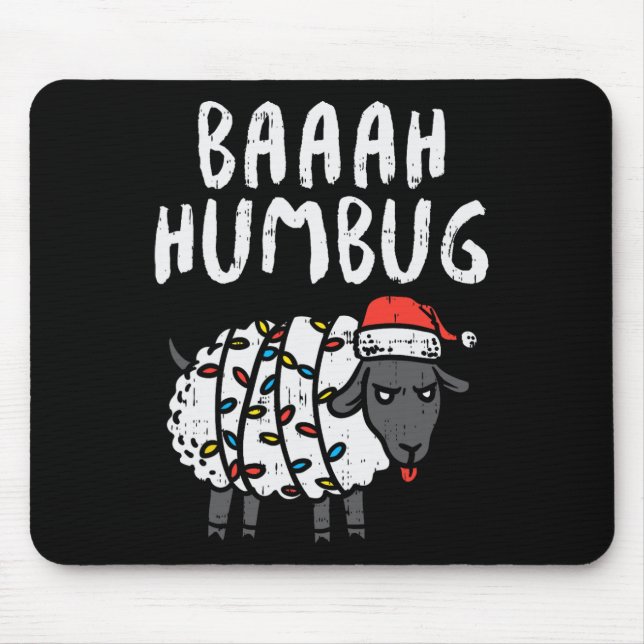 Mousepad Baaah Humbug Sheep Xmas Diversão de Luzes Anti Nat (Frente)
