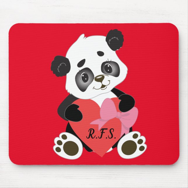Mousepad Baby Panda com Coração Vermelha (Frente)