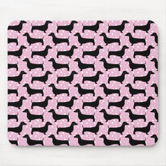 Mousepad Baby Pink Polka Dachshances (Frente)