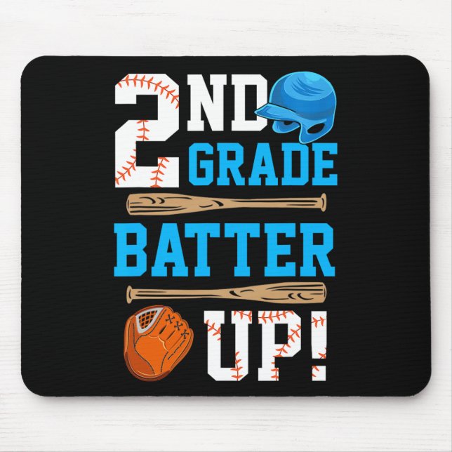 Mousepad Back To School 2nd Grade Batter Up Baseball First  (Frente)