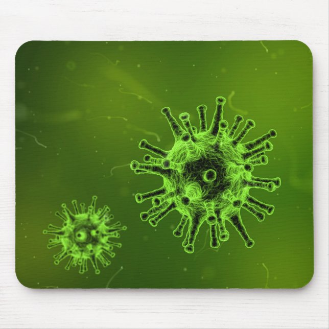 Mousepad Bactérias do vírus da ciência microscópio verde (Frente)