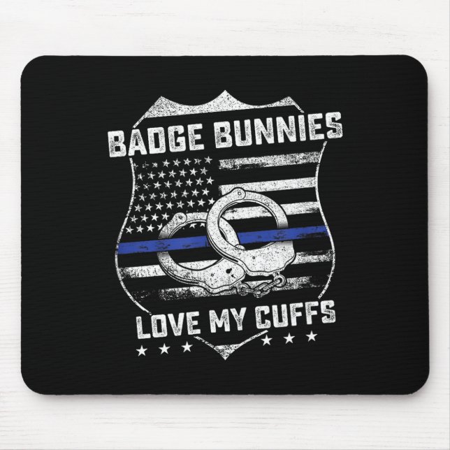Mousepad Badge Bunnies Love My Cuffs Funny Lice Humor  (Frente)
