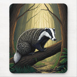 Mousepad Badger in Enchanted Forest