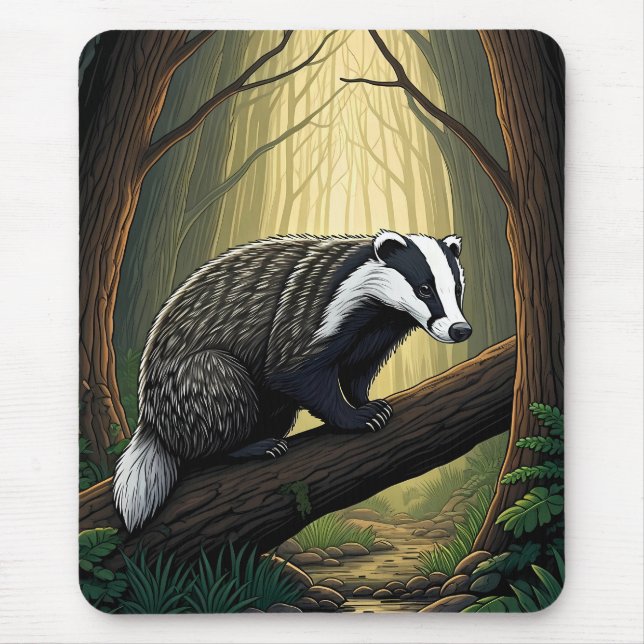 Mousepad Badger in Enchanted Forest (Frente)