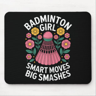 Mousepad Badminton Girl Shuttle Engraçado Badminton