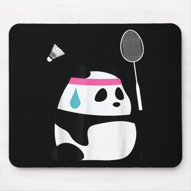 Mousepad Badminton Panda Escavado - Engraçado Shuttle Ani (Frente)