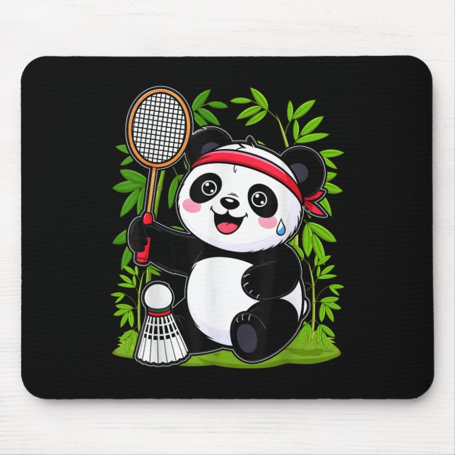 Mousepad Badminton Panda Escavado - Engraçado Shuttle Ani (Frente)