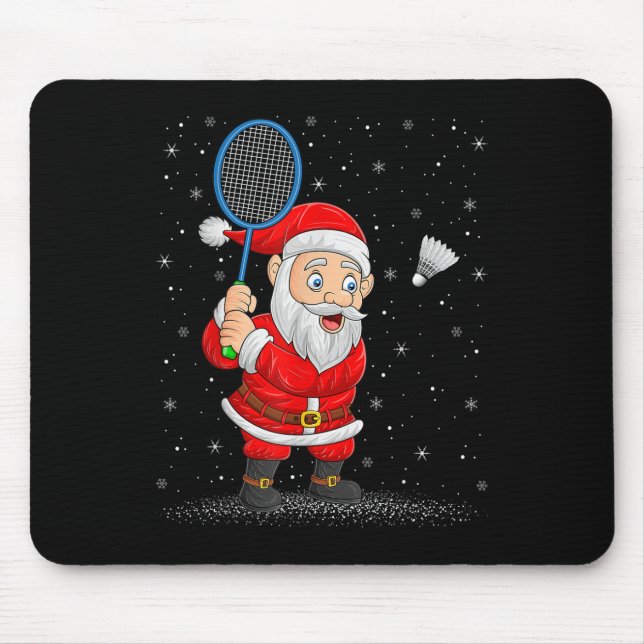 Mousepad Badminton Sports Santa Claus Playing Badminton Chr (Frente)