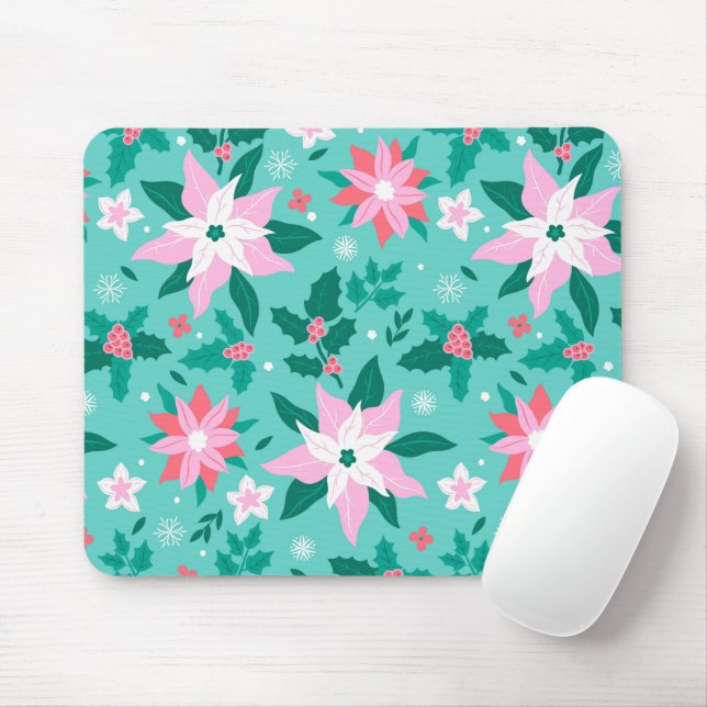 Mousepad Bagagem do padrão de poinsettia de Natal (Com mouse)