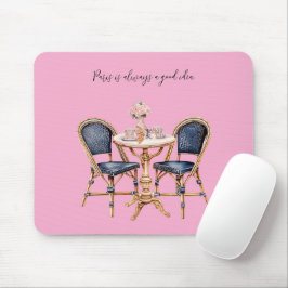Mousepad Baguetes de Mesa Rosa Azul Paris