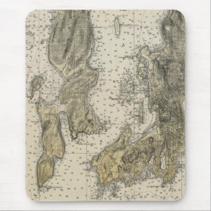 Mousepad Baía 1920 de Narragansett Newport, carta do porto