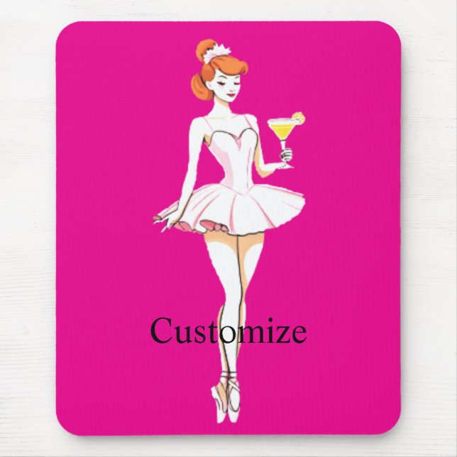 Mousepad Bailarina Bonita Posando com Martini Thunder_Cove (Frente)