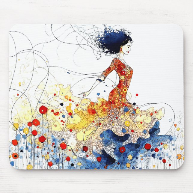 Mousepad Bailarina de Flamenco em Movimento Multicolorido F (Frente)