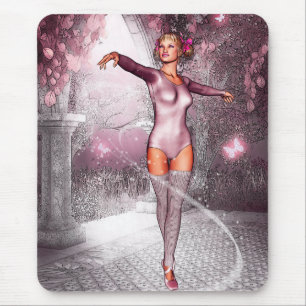 Mousepad bailarina rosa e belas borboletas