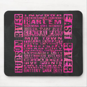 Mousepad Bairros de NYC Rosa Quente