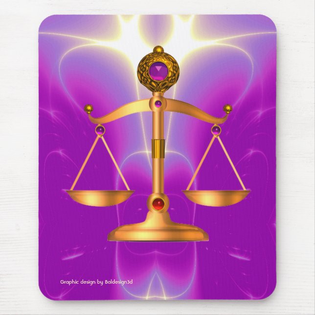 Mousepad BALANÇAS DE OURO DA LEI COM PEDRAS PRECIOSAS, Símb (Frente)