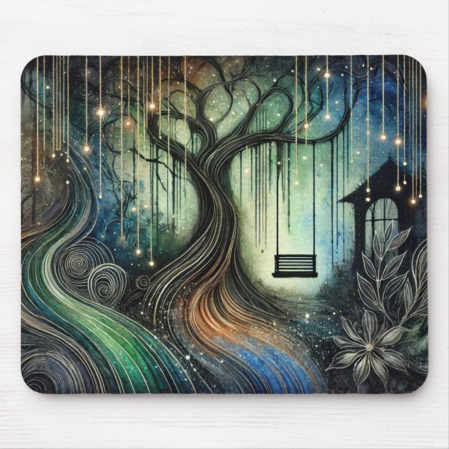 Mousepad Balanço da Árvore Encantada e Luzes Brilhantes à N (Frente)