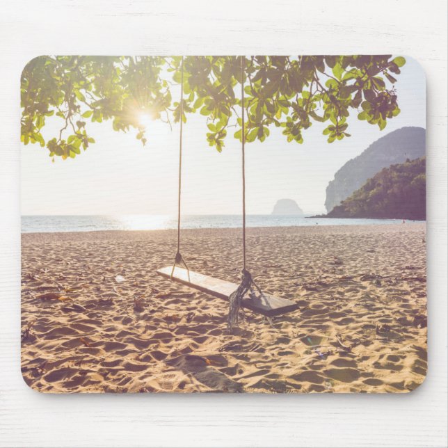 Mousepad Balanço na praia no por do sol (Frente)