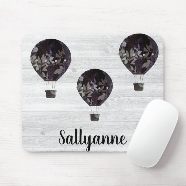 MOUSEPAD BALÃO DE AR A QUENTE RUSTA DE BRANCO PERSONALIZÁVE (Com mouse)