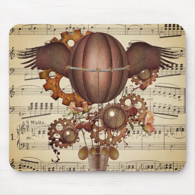 Mousepad Balão de Ar Quente Alado Steampunk (Frente)