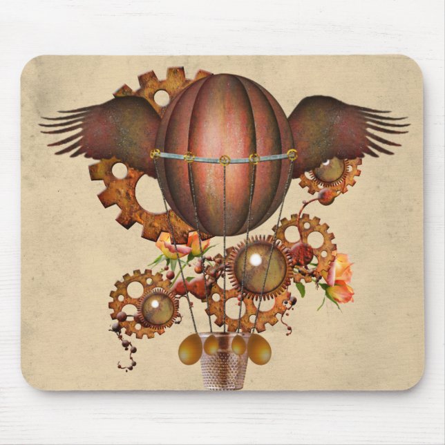 Mousepad Balão de Asas de Cobre Steampunk (Frente)