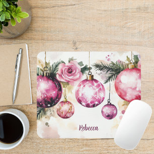 Mousepad Balas de Natal Coloridas com Flores