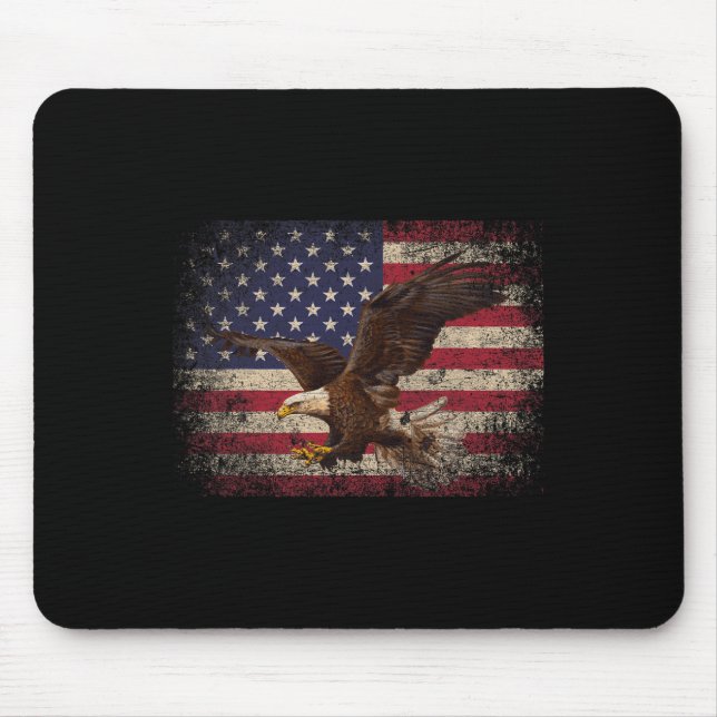 Mousepad Bald Eagle 4 de julho Presente Americano Fla (Frente)