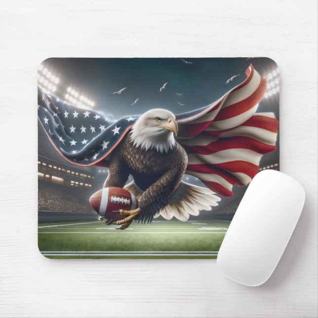 Mousepad Bald Eagle com futebol americano (Com mouse)