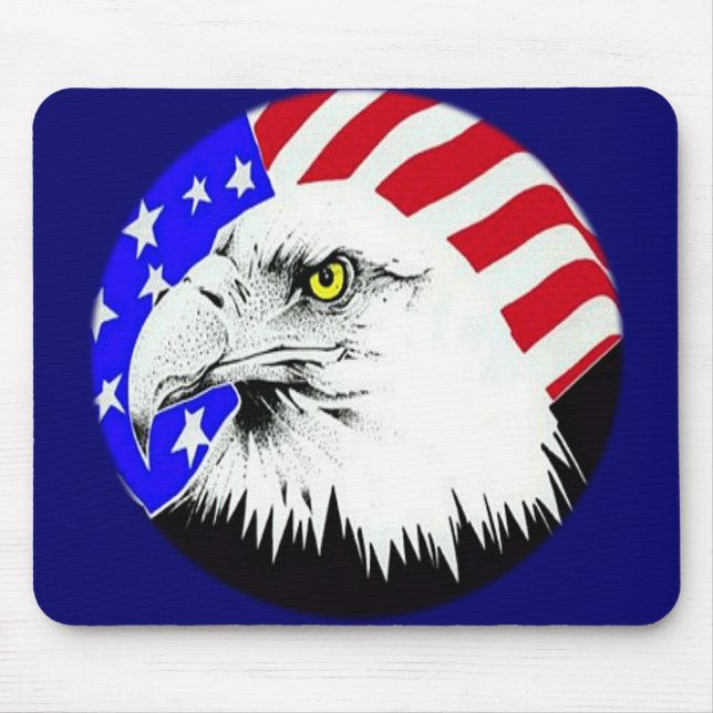 Mousepad Bald Eagle e a bandeira americana (Frente)