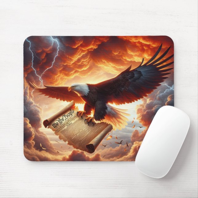 Mousepad Bald Eagle Enrolando a Constituição dos EUA (Com mouse)