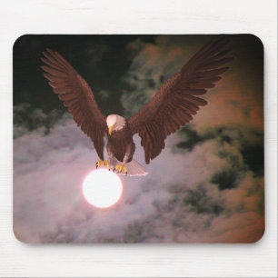Mousepad Bald Eagle Full Moon Night Fantasy