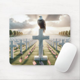 Mousepad Bald Eagle Guardando Um Cemitério Militar