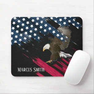 Mousepad Bald Eagle na Abstrato de Bandeira Americana no Co