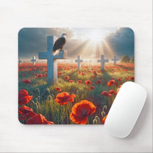 Mousepad Bald Eagle Na Cruz Militar Com Poppies