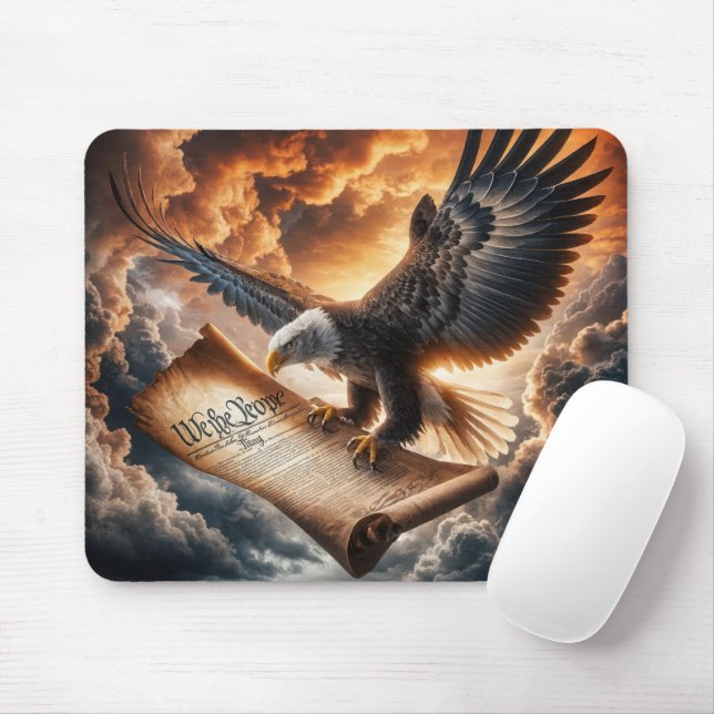 Mousepad Bald Eagle Voando Com Constituição Dos EUA (Com mouse)