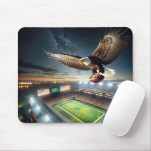 Mousepad Bald Eagle voando com futebol