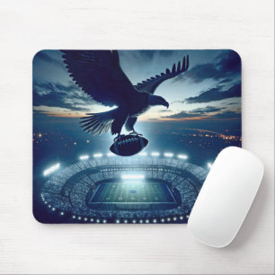 Mousepad Bald Eagle voando sobre um estádio de futebol
