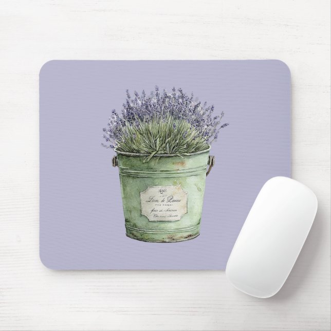 Mousepad Balde Verde Flores de Lavanda (Com mouse)