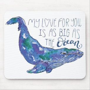 Mousepad Baleia Aquarela - Com o mesmo tamanho que o oceano
