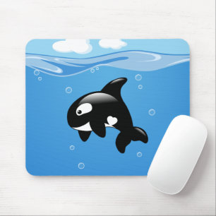 Mousepad Baleia-de-orca-branca-branca-branca no oceano