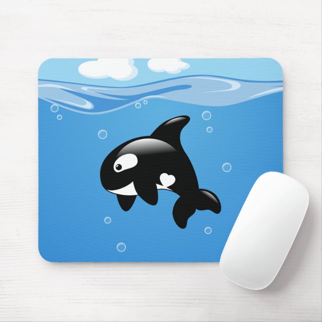Mousepad Baleia de orca branca no oceano (Com mouse)