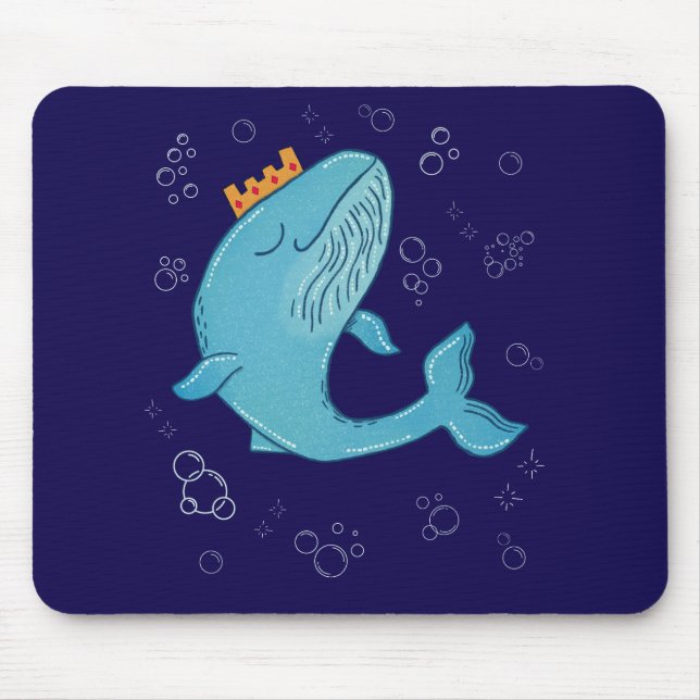 Mousepad Baleia Rei com Coroa | Arte Popular Oceânica Capri (Frente)