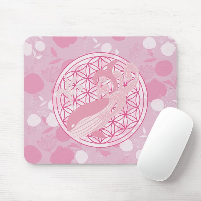 Mousepad baleia,totem animal,zen,chacra,flor de vida (Com mouse)