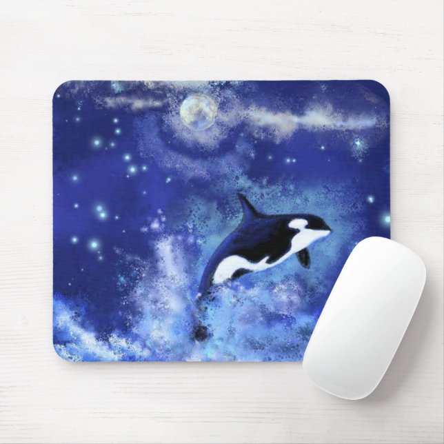 Mousepad Baleias Assassinas sob Lua Cheia - Desenho Artísti (Com mouse)