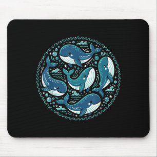 Mousepad Baleias fofas kawaii padrão animal marinho mar