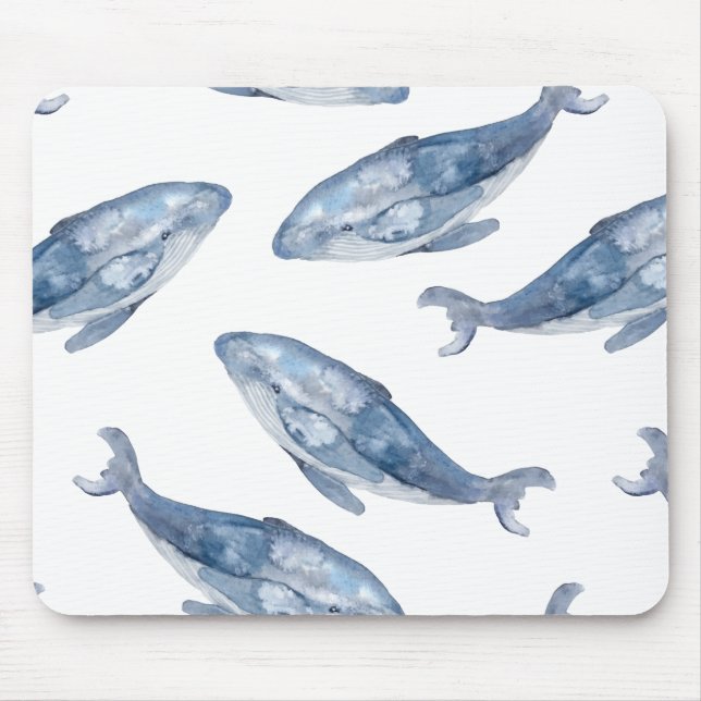 Mousepad Baleias jubarte em aquarela (Frente)