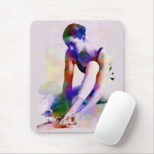 Mousepad Ballerina, Rosa, Aquarela Arte Contemporânea